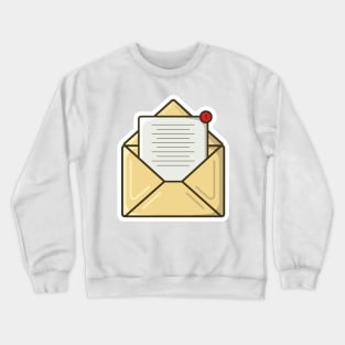 Open Mail Envelope with Paper Document and Notification Sticker design vector illustration. Office equipment icon concept. Office email letter in envelope sticker design logo with shadow. Crewneck Sweatshirt